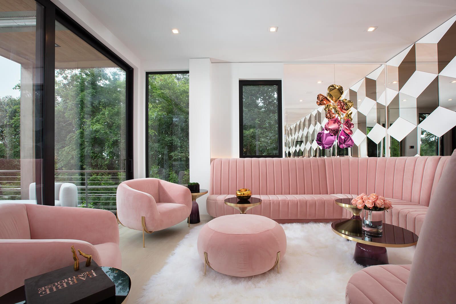 MILINA Interior Design by Britto Charette Interior Designer, Miami Florida: Show-stopping Champagne Living Room