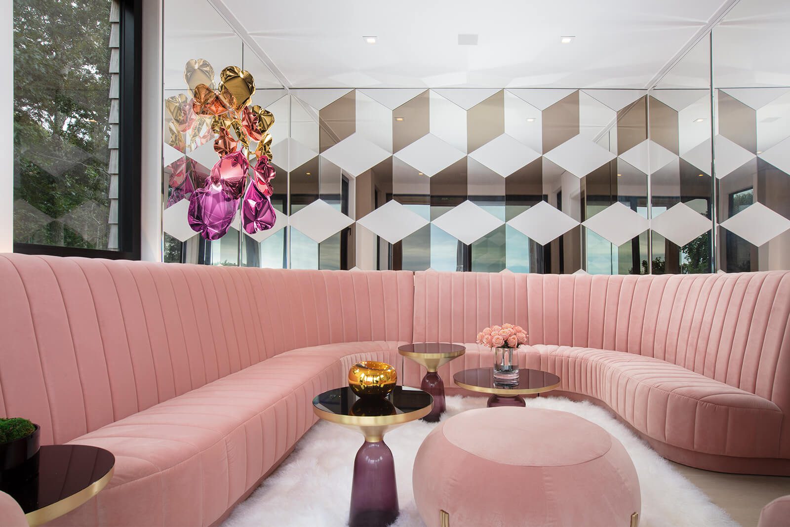 MILINA Interior Design by Britto Charette Interior Designer, Miami Florida: Show-stopping Champagne Living Room