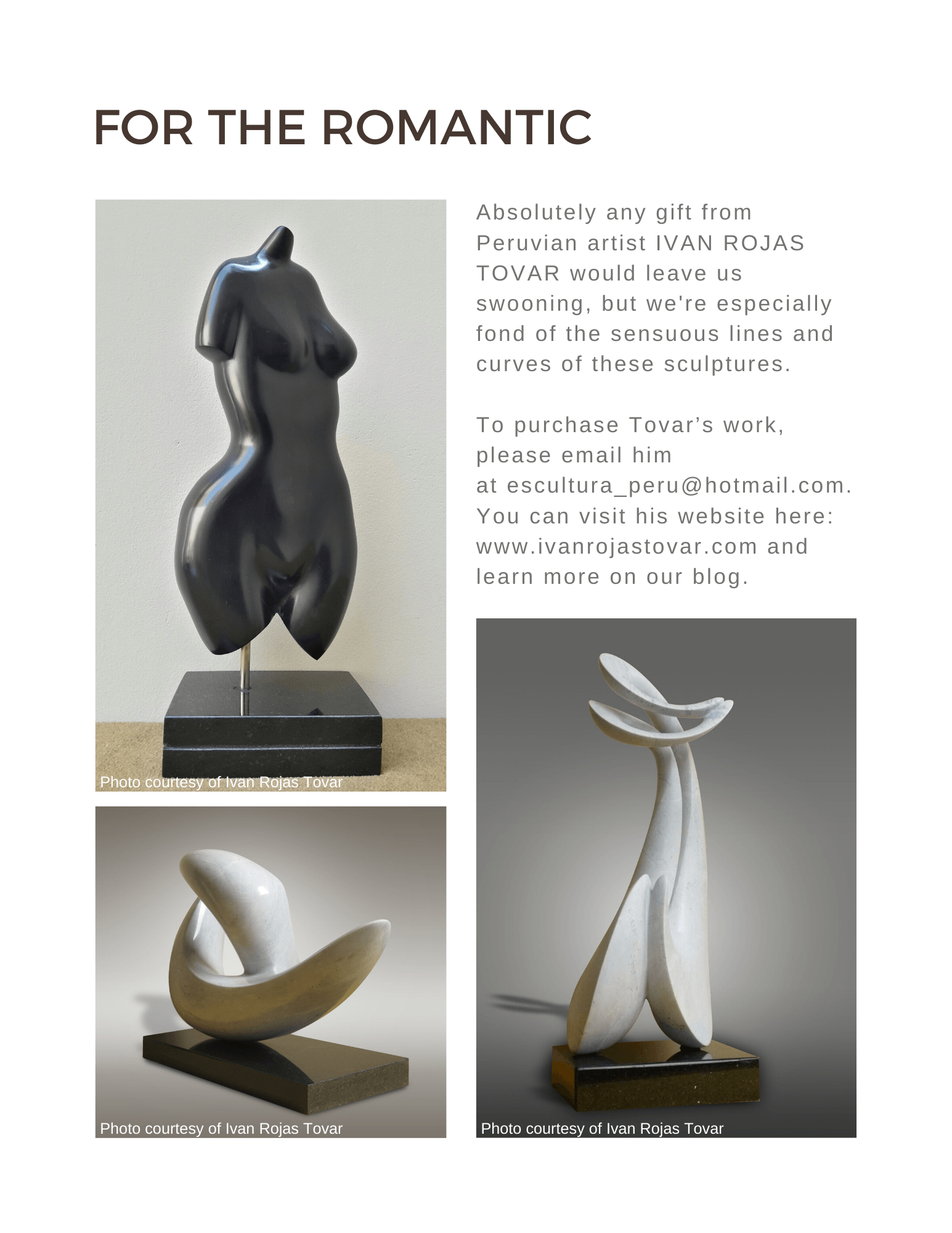 Ivan Rojas Tovar Peruvian Artist sculptures