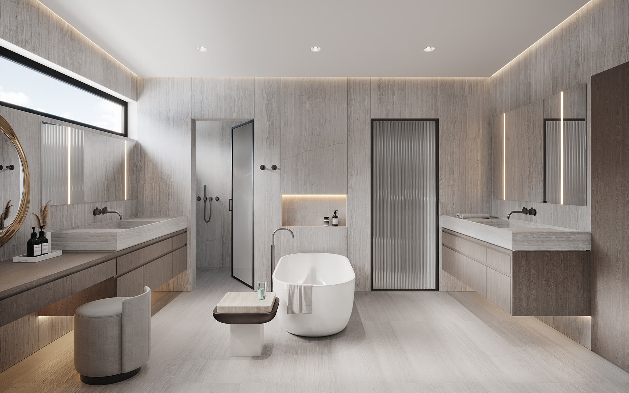 LIGHTHOUSE: New-Construction Residence Designed for Multi-Generational Use: Primary-Suite-Bathroom
