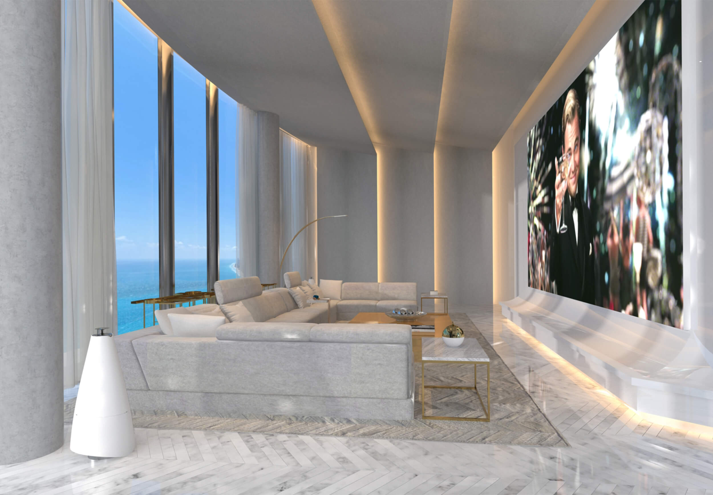 Media room design for the PH at the Ritz Carlton Residences in Sunny Isles Beach