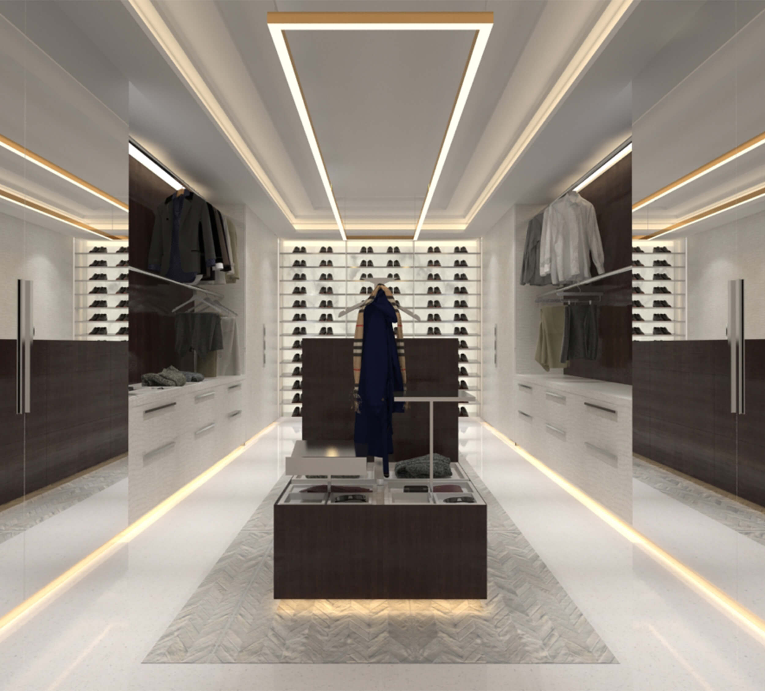 Master bedroom closet design by Britto Charette for the PH at Ritz Carlton Residences in Sunny Isles Beach