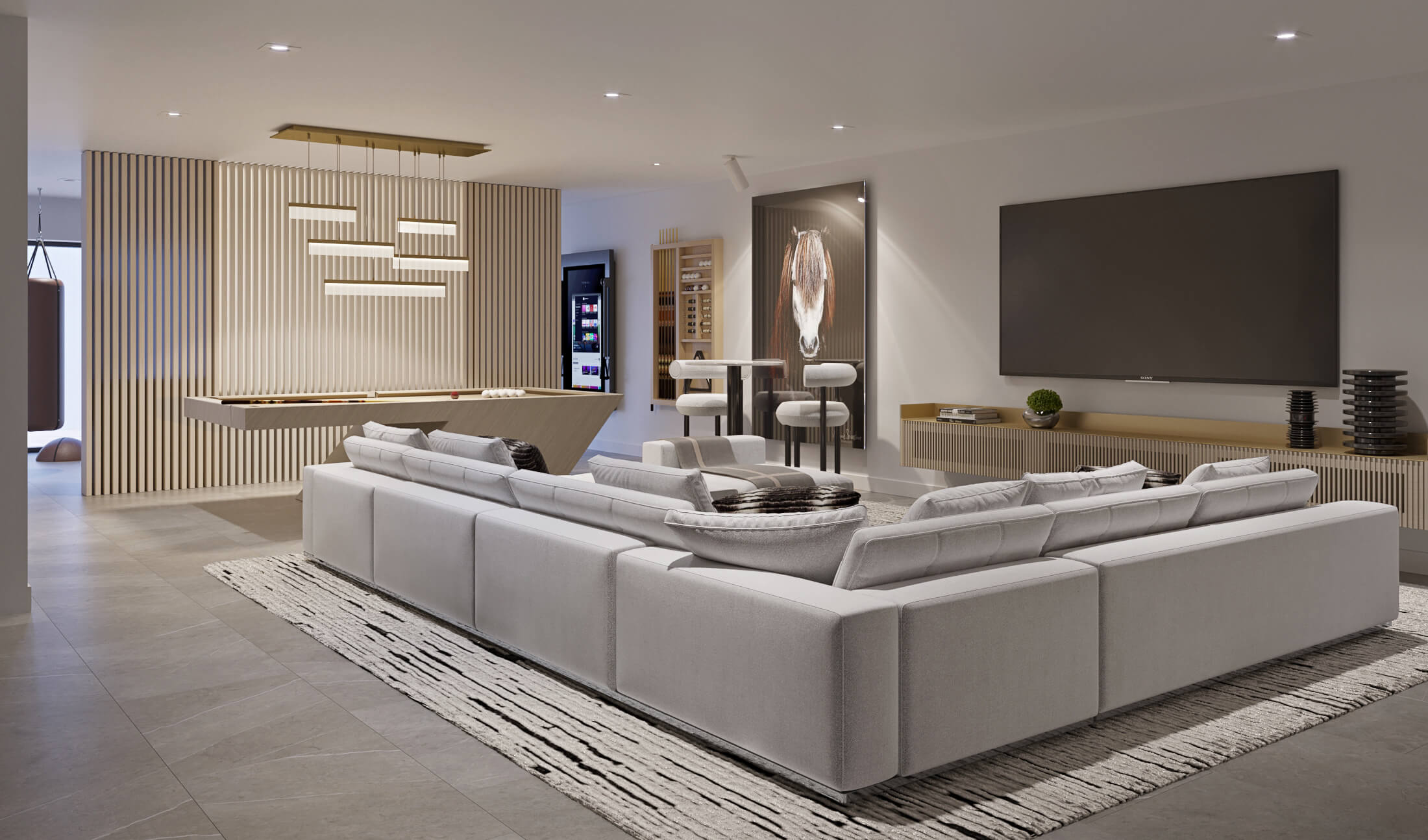 MILINA: Show-stopping Champagne Living Room by Britto Charette, Miami Interior Designer Firm.