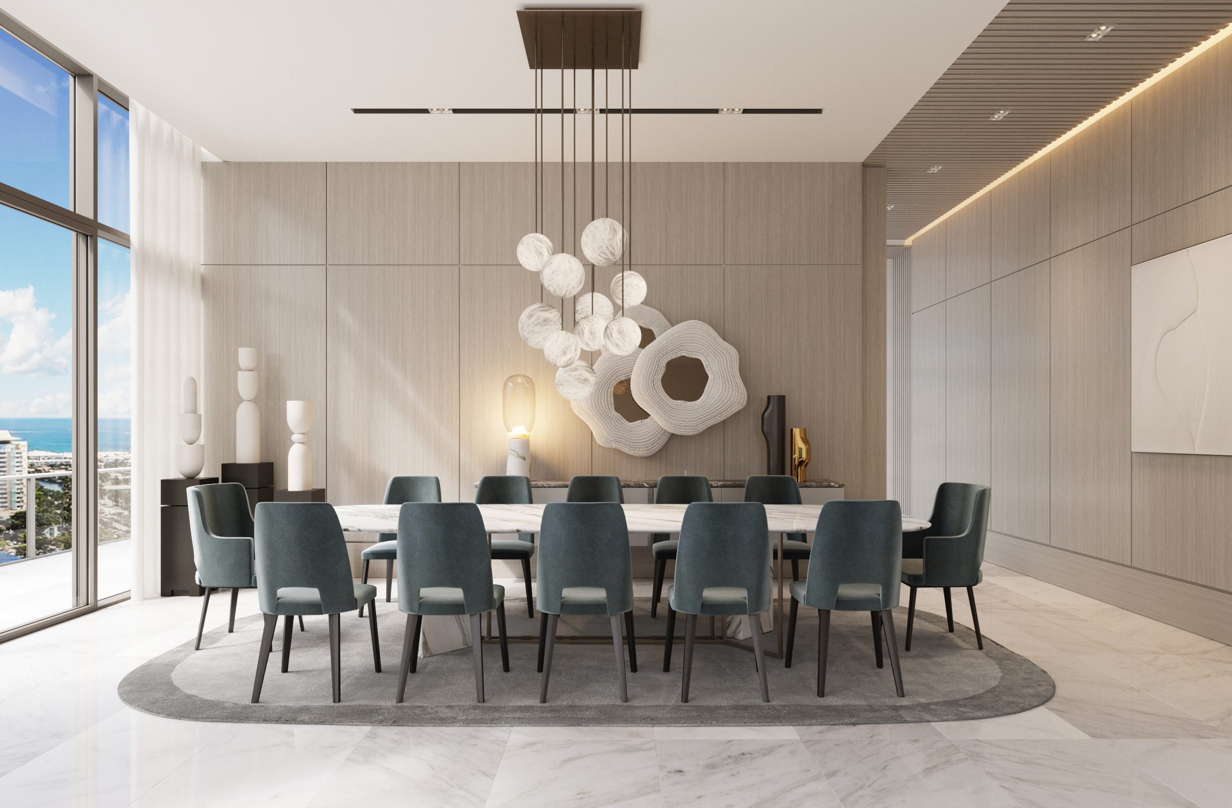 Britto Charette penthouse dining room design at Ritz-Carlton Residences in Miami Beach
