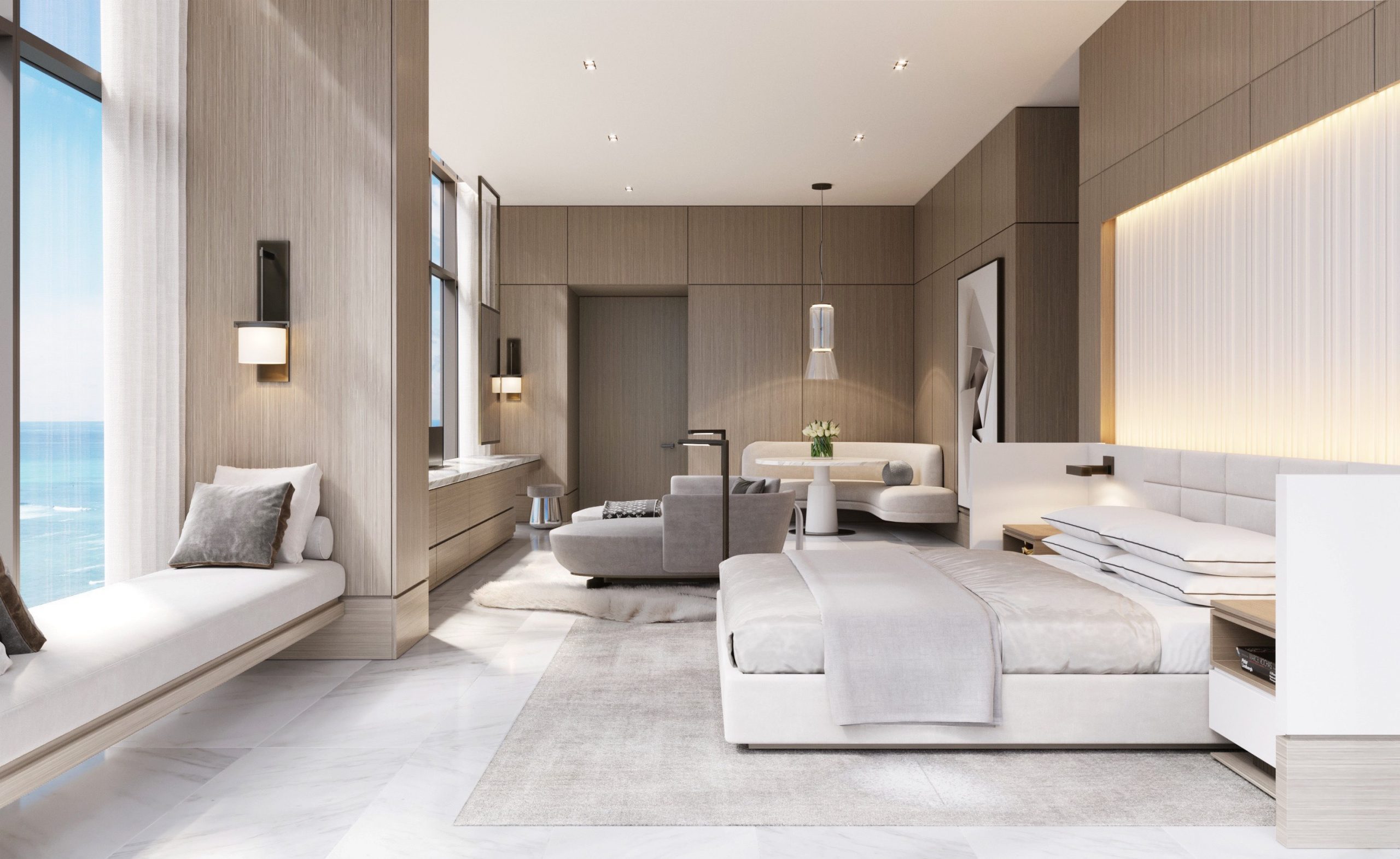 Britto Charette penthouse bedroom suite design at the Ritz-Carlton Residence in Miami Beach