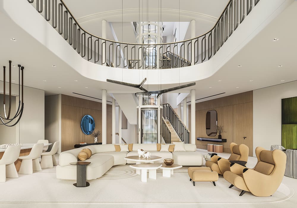 NAPLES VILLA | Soaring Ceilings and Sleek Elevator | Living Room