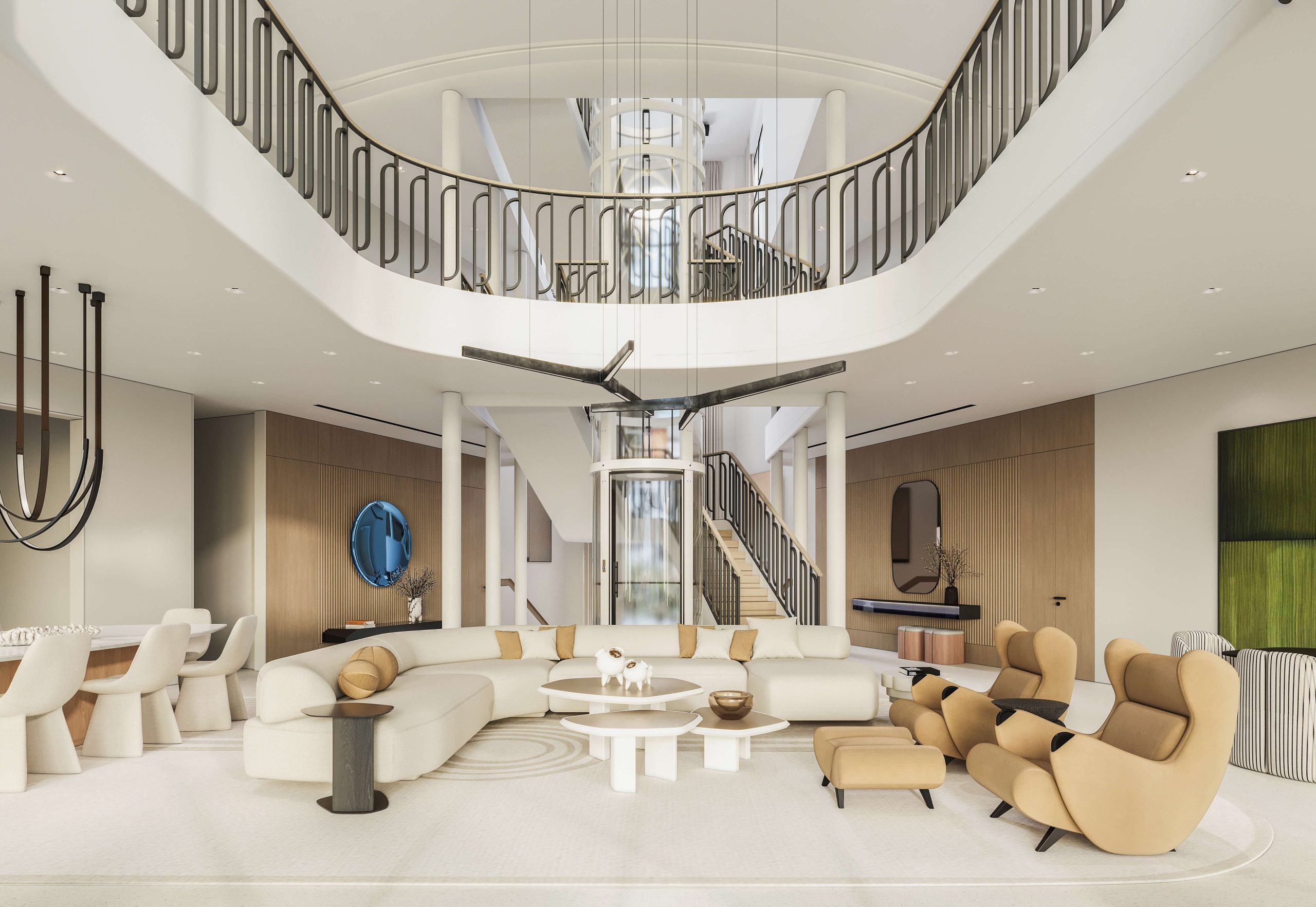 NAPLES VILLA | Soaring Ceilings and Sleek Elevator | Living Room